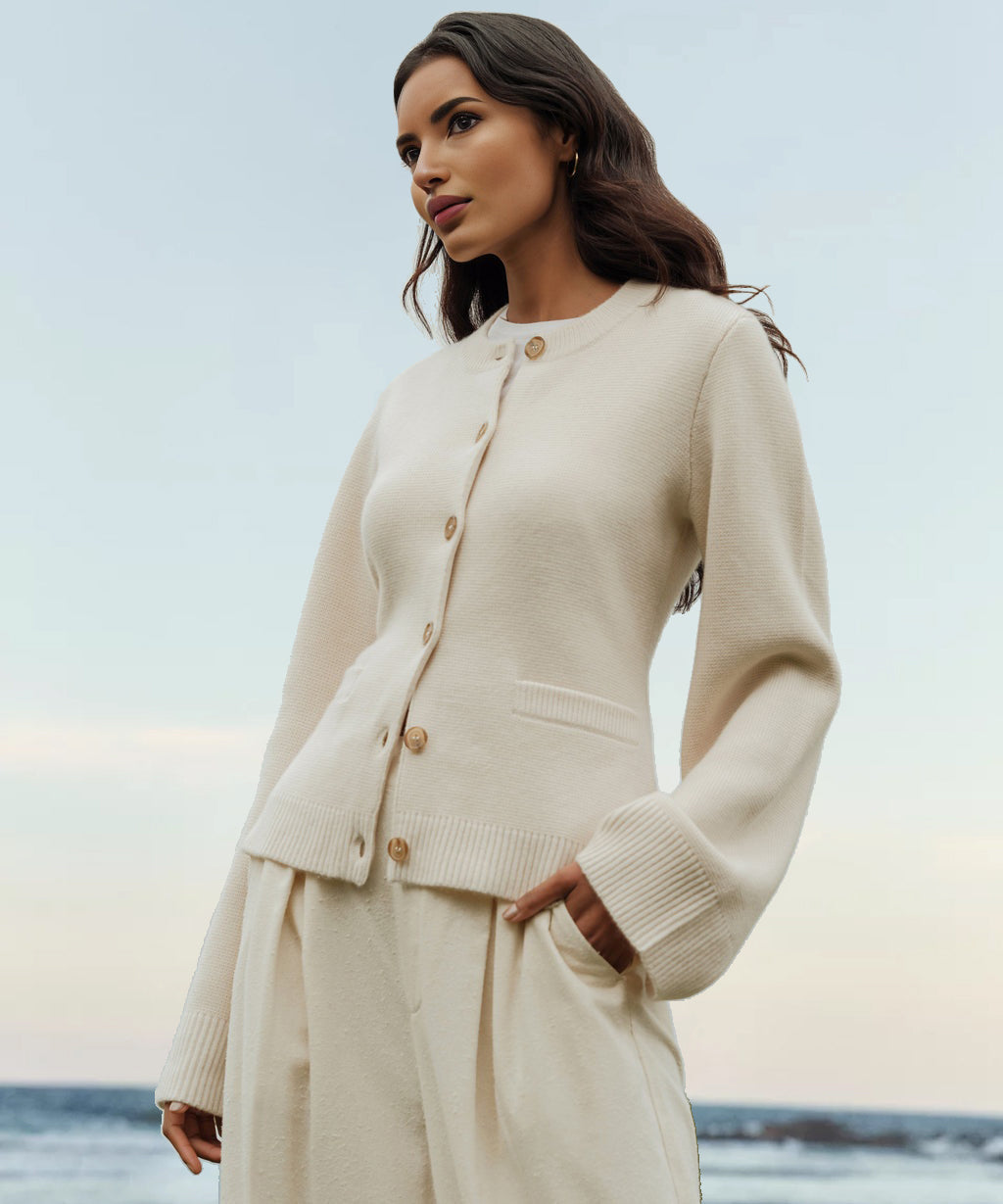 Janne - Ultrablød Cashmere Strikjakke med Knapper