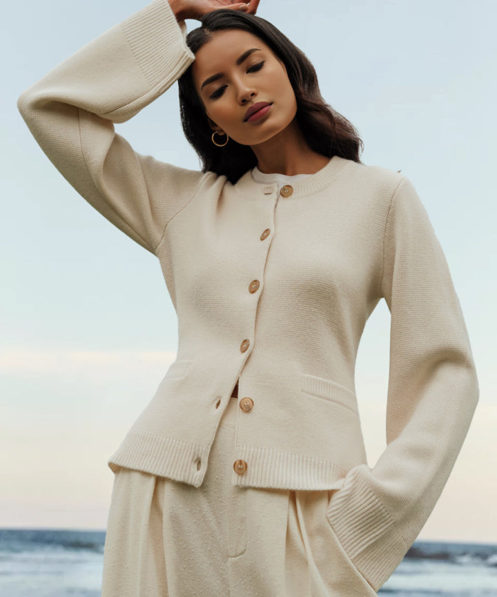 Janne - Ultrablød Cashmere Strikjakke med Knapper